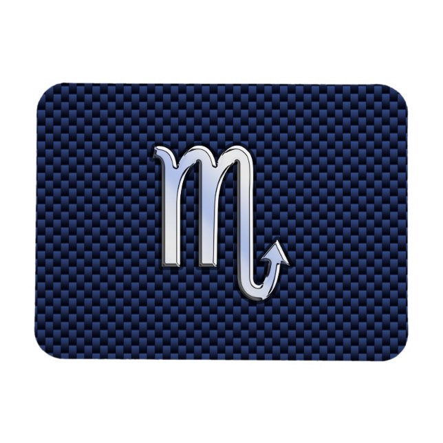 Magnet Flexible Symbole Zodiac Scorpio marine bleu en fibre de car (Horizontal)