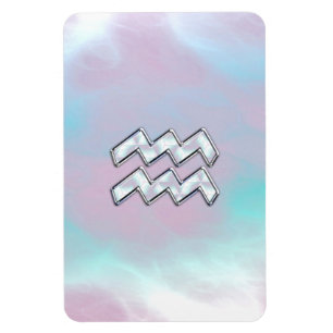 Magnet Flexible Symbole Zodiaque Aquarius sur Mère de Pearl Nacre