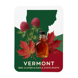 Magnet Flexible Symboles du Trèfle Rouge du Vermont et de la Feuil