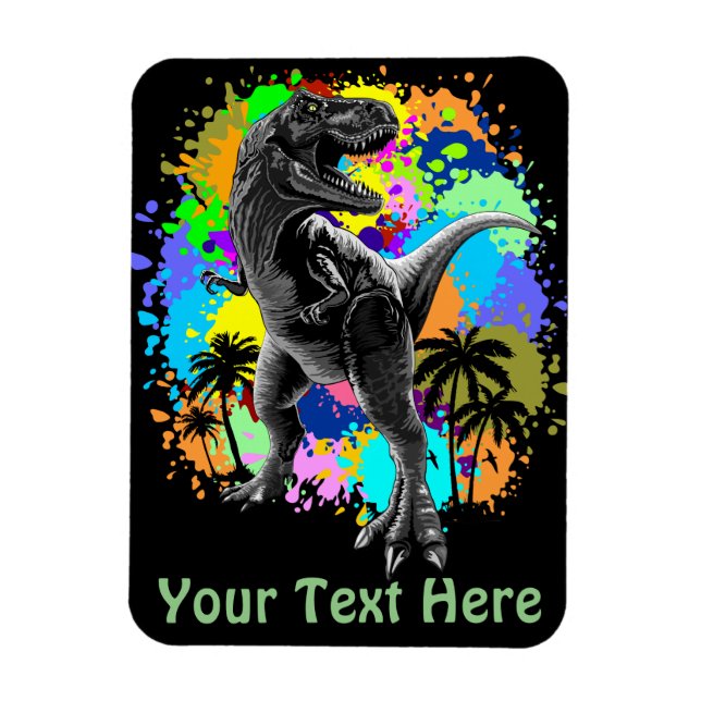 Magnet Flexible T-Rex Dinosaur Jurassique Reptile sur arc-en-ciel  (Vertical)