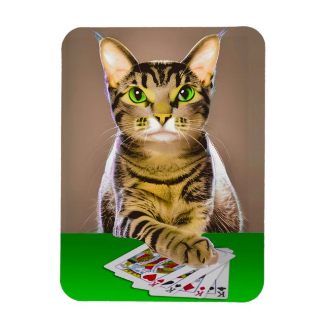 Magnet Flexible Tabby Cat Jouer Poker (Vertical)