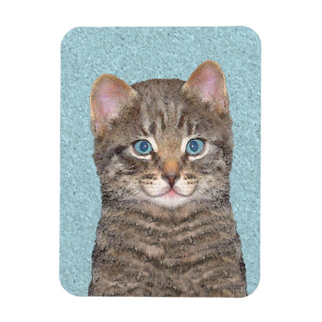 Magnet Flexible Tabby Gris Peinture Chat - Cute Original Art Chat (Vertical)