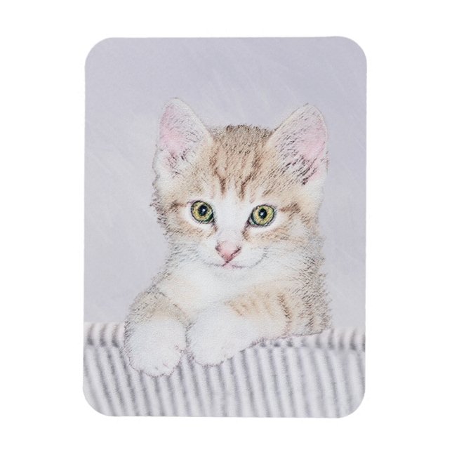 Magnet Flexible Tabby Orange Kitten Peinture - Art Chat original (Vertical)