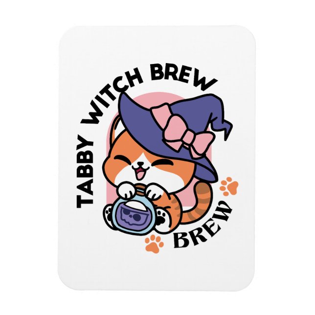 Magnet Flexible Tabby Witch Brew – Joli design de chat pour Hallow (Vertical)
