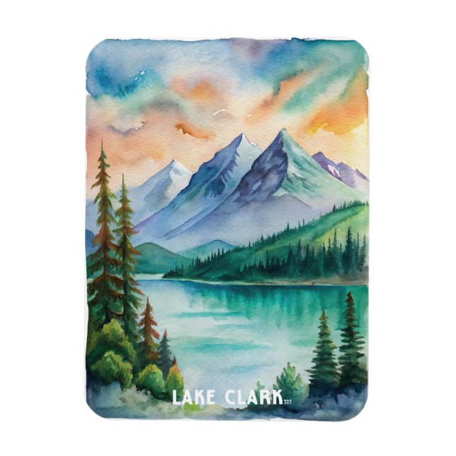 Magnet Flexible Tableau aquarelle du parc national du lac Clark (Vertical)