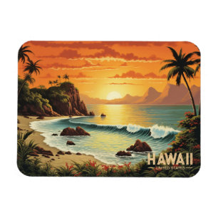Magnet Flexible Tableau vintage Hawaii Beach Paradis tropical