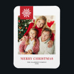 Magnet Flexible Tag Joyeux Noël Photo Red Snowflakes<br><div class="desc">Célébrez l'esprit de vacances avec notre aimant photo de Noël personnalisable! Parfait pour capturer vos moments de fête préférés, cet aimant vous permet de créer un souvenir unique qui met en valeur la joie et l’amour de votre famille pendant la période des fêtes. Cet aimant photo de Noël présente une...</div>