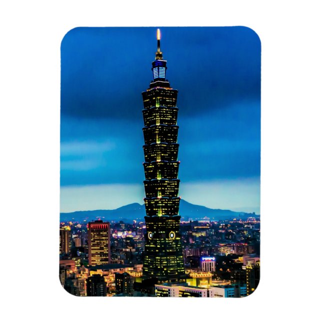 Magnet Flexible Taipei, Taïwan Skyline la nuit (Vertical)