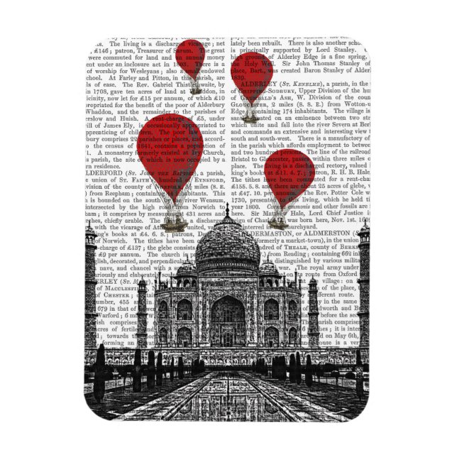 Magnet Flexible Taj Mahal et Red Hot Air Balloons (Vertical)