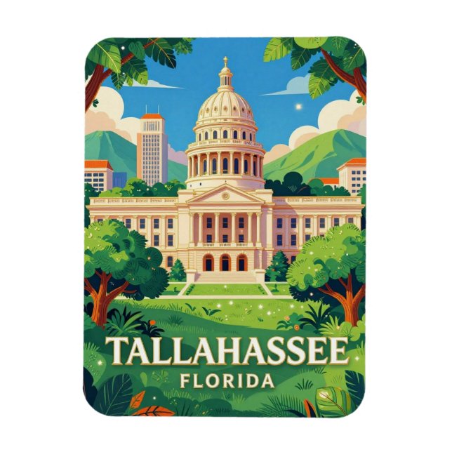 Magnet Flexible Tallahassee Floride Voyage Scène du Capitole 🏛 (Vertical)