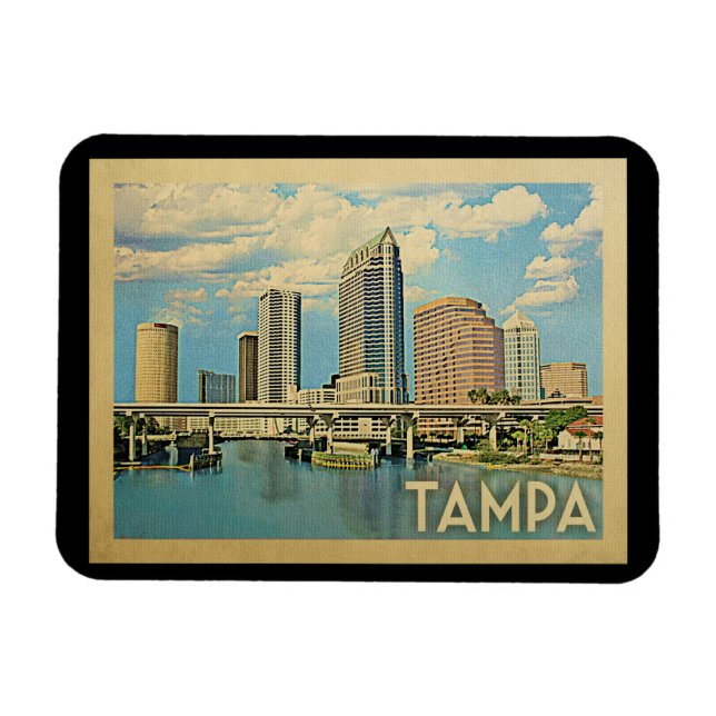 Magnet Flexible Tampa Florida Vintage Travel (Horizontal)