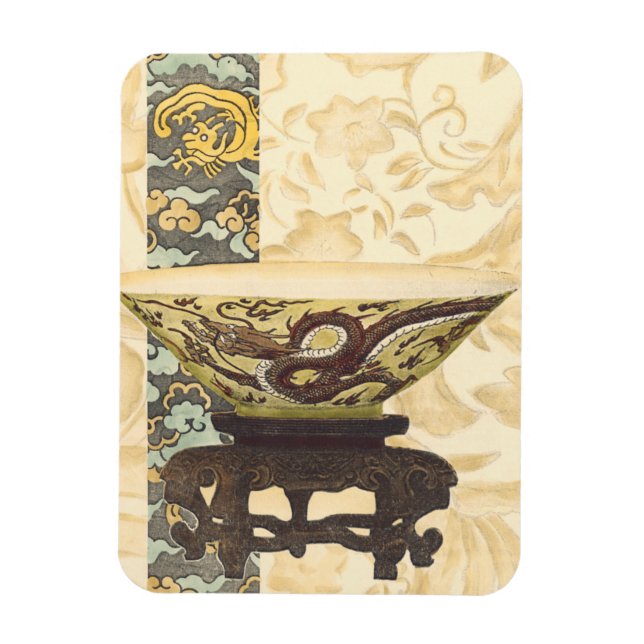 Magnet Flexible Tapisserie asiatique avec bol et design dragon (Vertical)