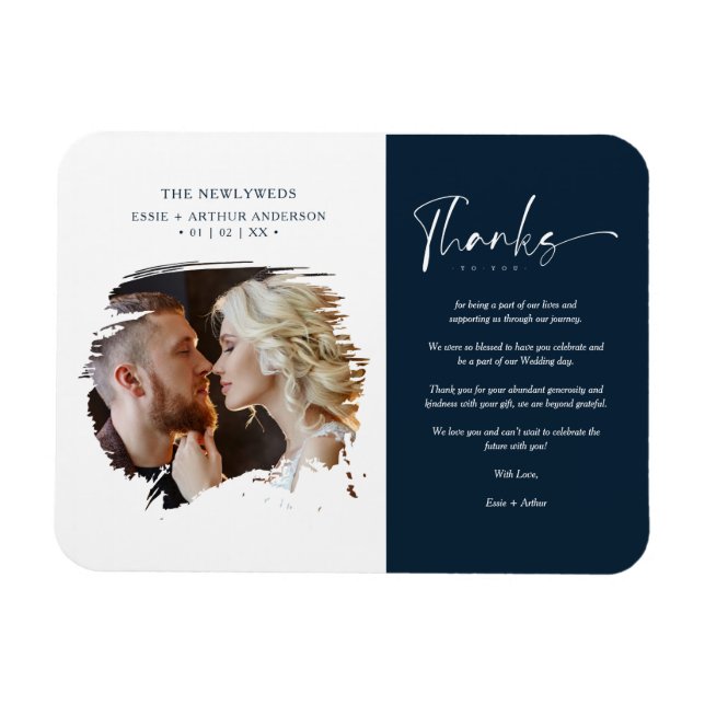 Magnet Flexible Tarjeta De Agradecimiento Modern Brushstoke Photo (Horizontal)