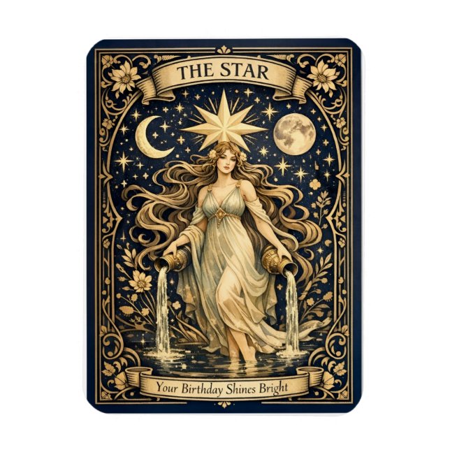 Magnet Flexible Tarot Art Nouveau Anniversaire Étoile Céleste (Vertical)