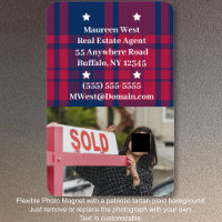 Tartan - Patriotique - Bleu Rouge Étoiles Blanches