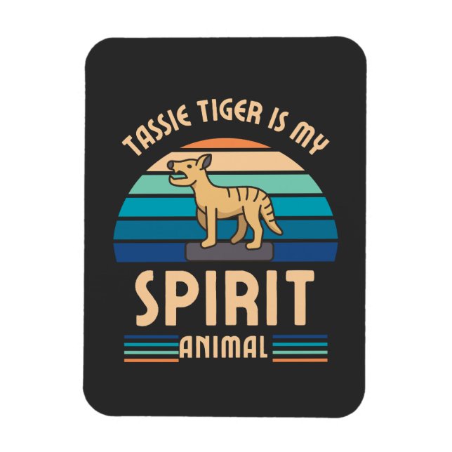 Magnet Flexible Tassie Tiger Thylacine Tasmanian Wolf Retro (Vertical)