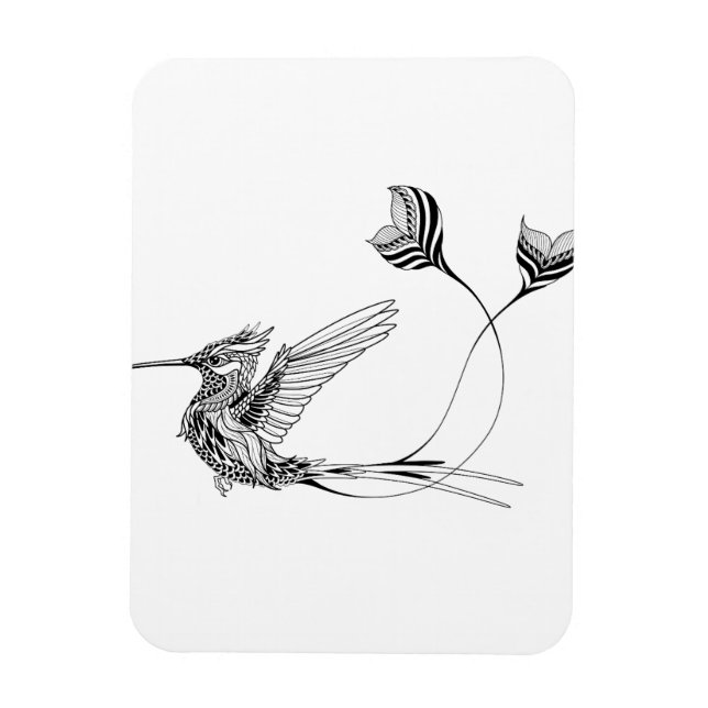 Magnet Flexible Tatouage d'oiseaux psychedlic (Vertical)
