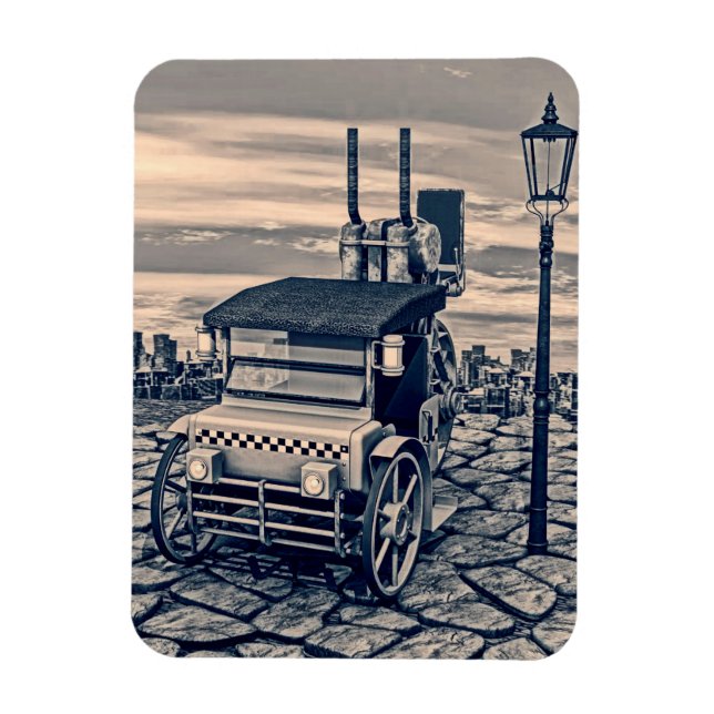 Magnet Flexible Taxi Cab Art Citadin Rétro Steampunk (Vertical)