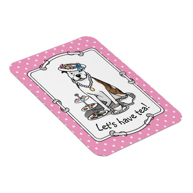 Magnet Flexible Tea Party Pit Bull (lt brindle white 3) chien mign (Côté Droit)