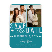 Teal Turquoise Save the Date 2 Photo Mariage