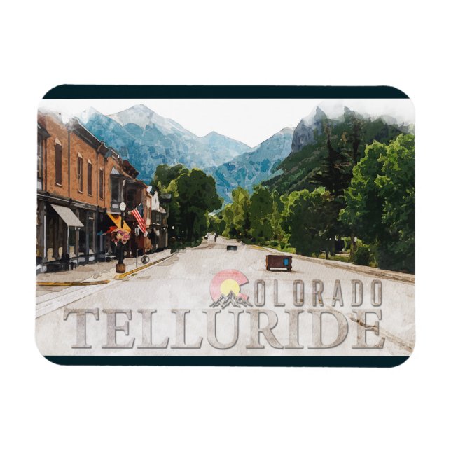 Magnet Flexible Telluride Colorado Ski Mountains Aquarelle (Horizontal)