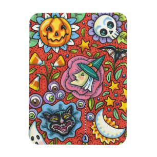 MAGNET FLEXIBLE TÉMOIN, CHAT, GHOST, COLORÉ HALLOWEEN FOLK GARDEN