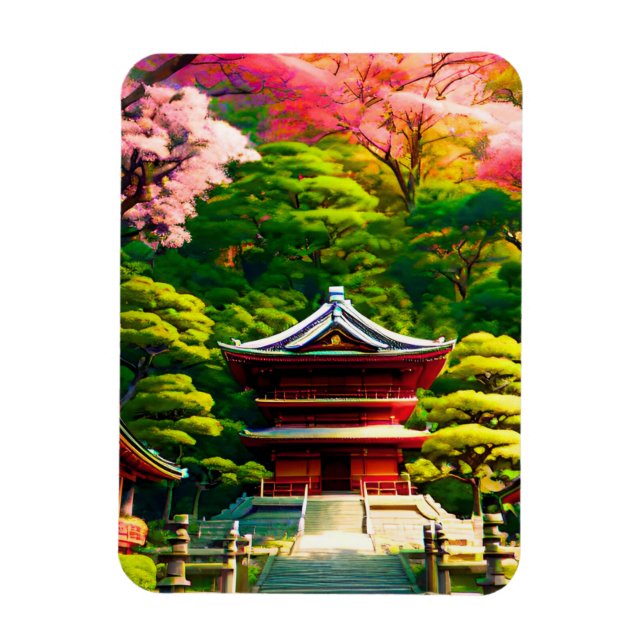 Magnet Flexible Temple Cherry Blossom (Vertical)