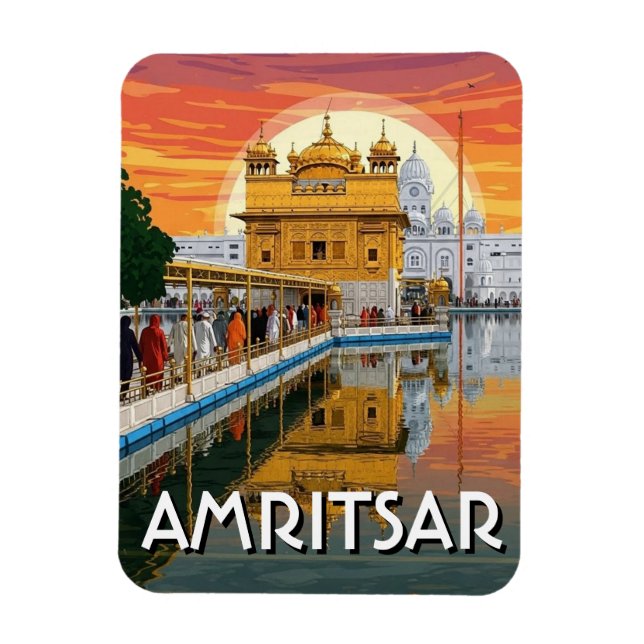 Magnet Flexible Temple d'or d'Amritsar Inde (Vertical)