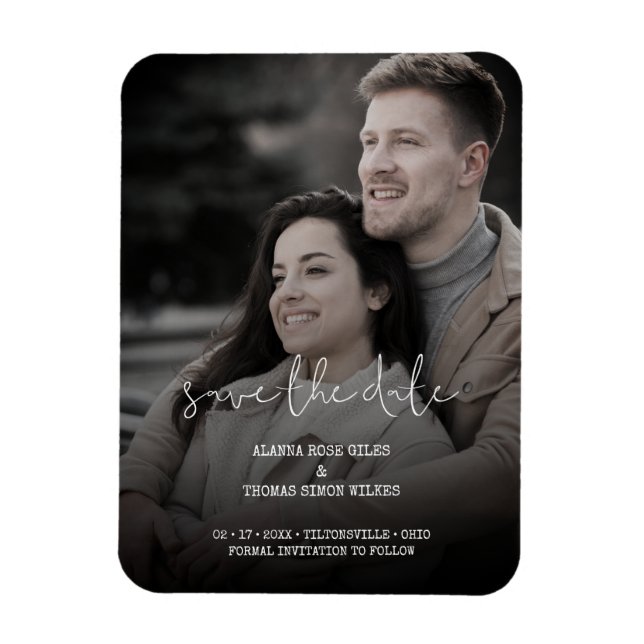 Magnet Flexible Tendance simple typographie Photo Mariage Couple (Vertical)