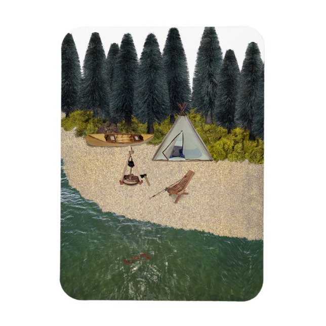 Magnet Flexible Tente Camping au bord de la rivière (Vertical)