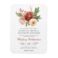 Terracotta Floral Pine Bough Faire-part de mariage