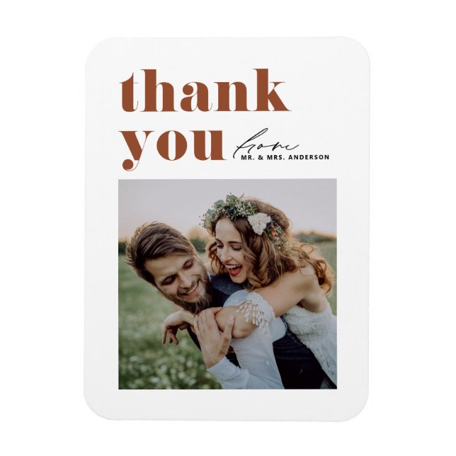 Magnet Flexible Terracotta Retro Typographie Mariage photo moderne (Vertical)