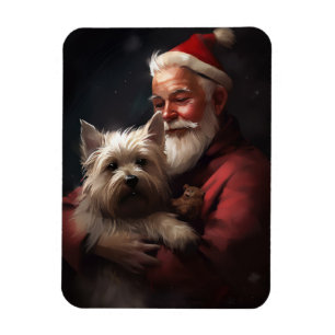 Magnet Flexible Terrier Cairn avec le Père Noël Noël Festif