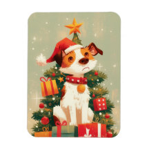 Tervueren Jack Russell avec arbre de Noël et cadea