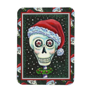 MAGNET FLEXIBLE TÊTE MORTE PÈRE NOËL SKULL, HUMOUR SKELETON DE NOË