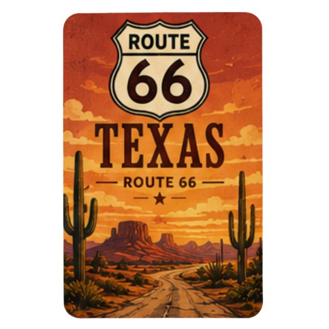 Magnet Flexible Texas Route 66 Cactus Sunset Road Art (Vertical)