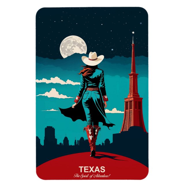 Magnet Flexible Texas Travel : L'esprit d'aventure flexible (Vertical)