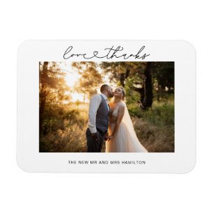 Magnet Flexible Texte de mariage à cœur Love et Thanks Photo