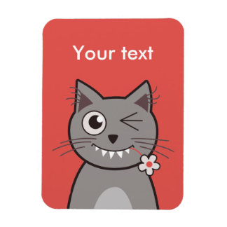 Magnet Flexible Texte personnalisé Drôle Winking Cartoon Kitty Cha