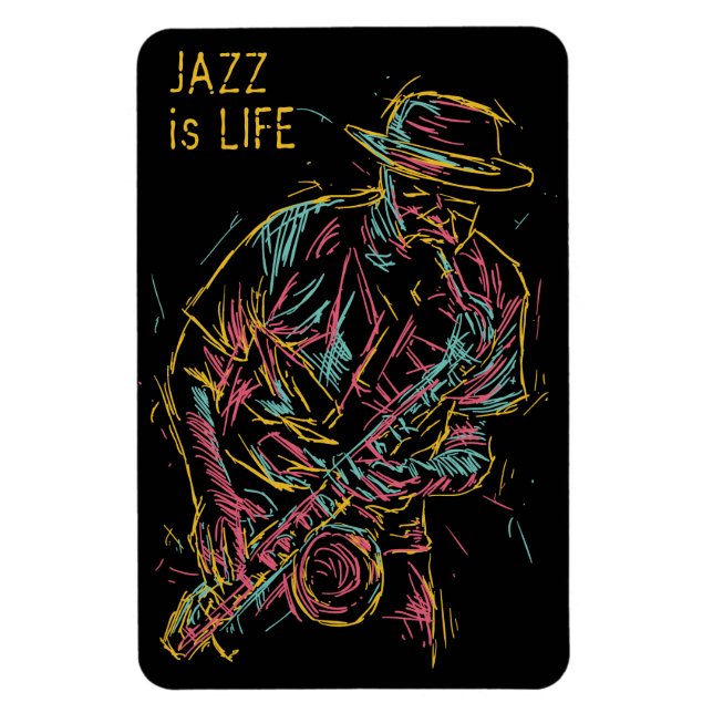 Magnet Flexible Texte personnalisé Jazz Player coloré (Vertical)