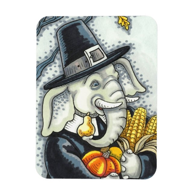 MAGNET FLEXIBLE THANKSGIVING PACHYDERM, PILGRIM ELEPHANT (Vertical)