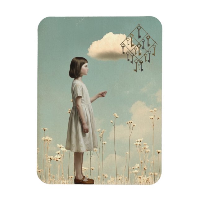 Magnet Flexible The Girl & Her Key Kite | Surreal Storybook  (Vertical)