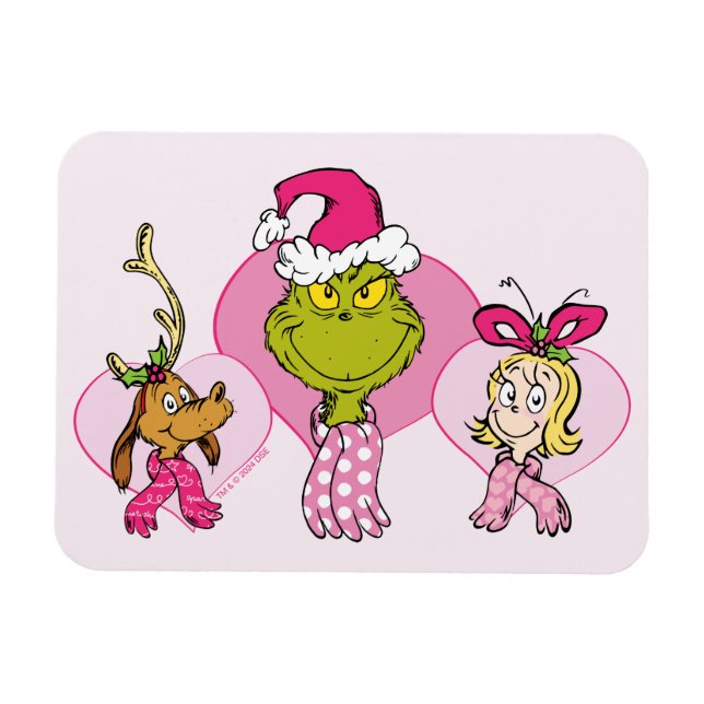 Magnet Flexible The Grinch Crew in Pink Valentine's Portrait (Horizontal)
