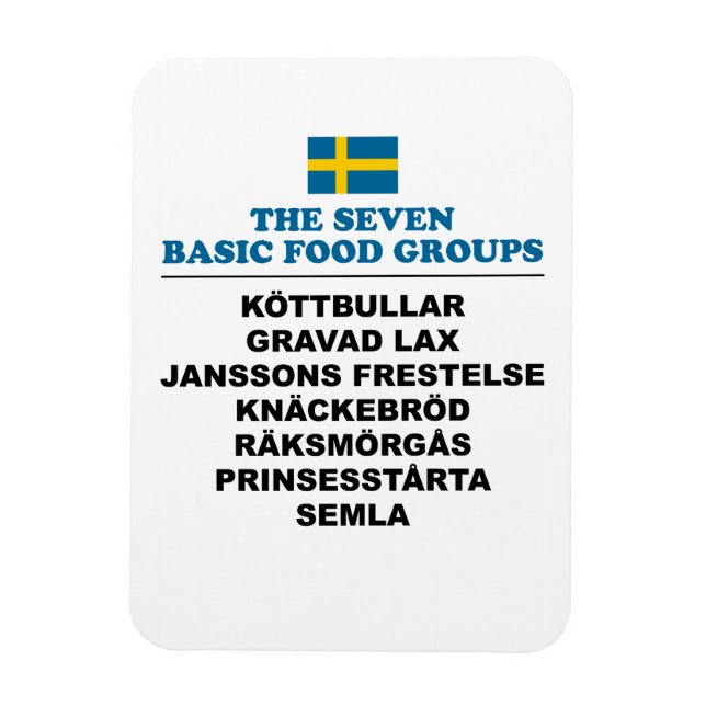 Magnet Flexible The Seven Basic Food Groups Funny Swedish (Vertical)