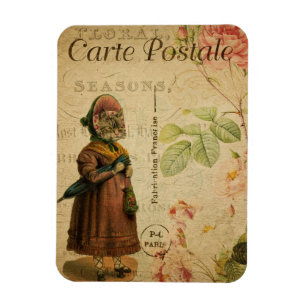 Magnet Flexible Thème Chat vintage   Carte Postale   Chat habillé