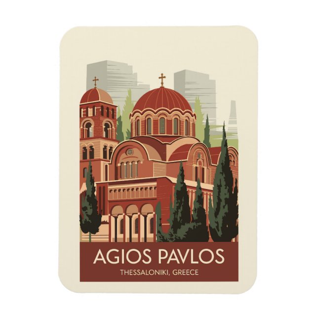 Magnet Flexible Thessalonique Agios Pavlos Travel Art Vintage (Vertical)