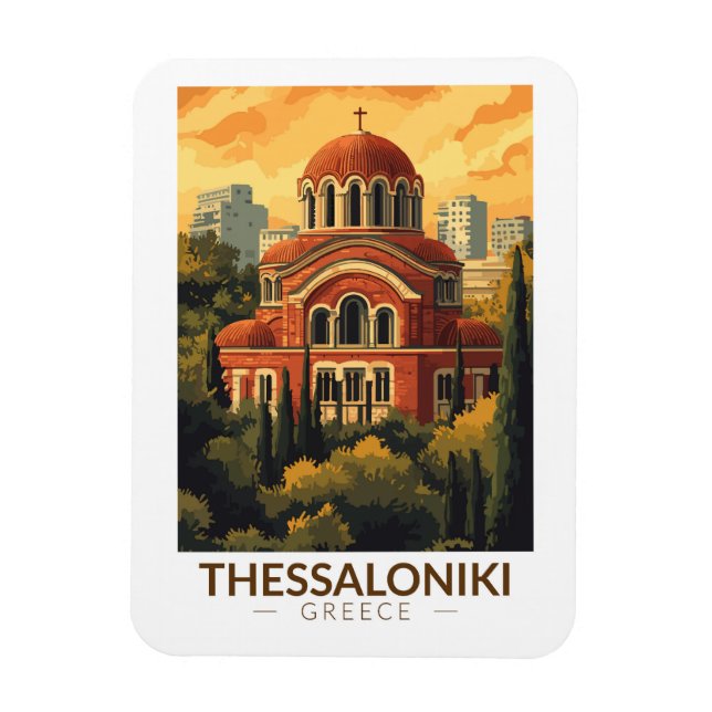 Magnet Flexible Thessalonique Grèce Agios Pavlos Travel Art Retro (Vertical)