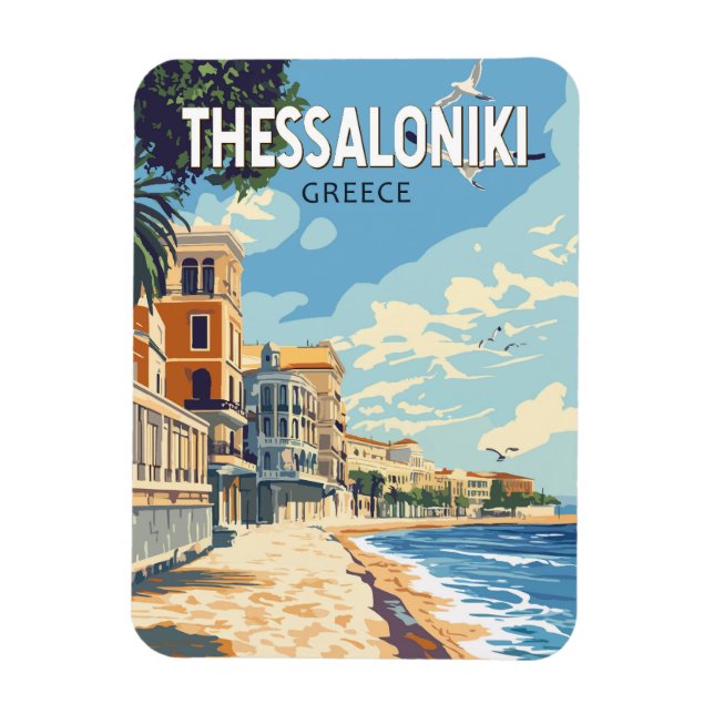 Magnet Flexible Thessalonique Grèce Travel Art Vintage (Vertical)