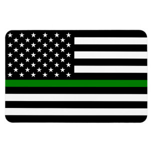 Magnet Flexible Thin Green Line Military and Vétérans American Fla