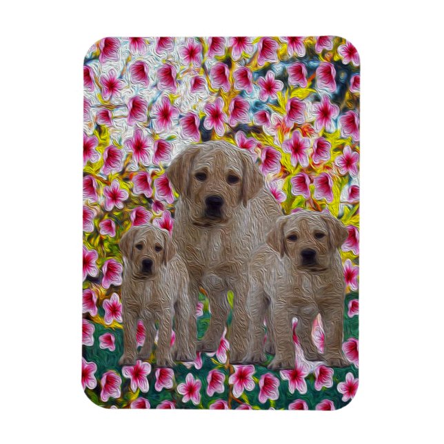 Magnet Flexible Three Labrador Puppies Oil Painted (Vertical)